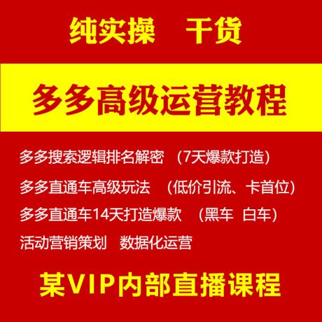 拼多多运营实战课程_拼多多卖家必修精品课程